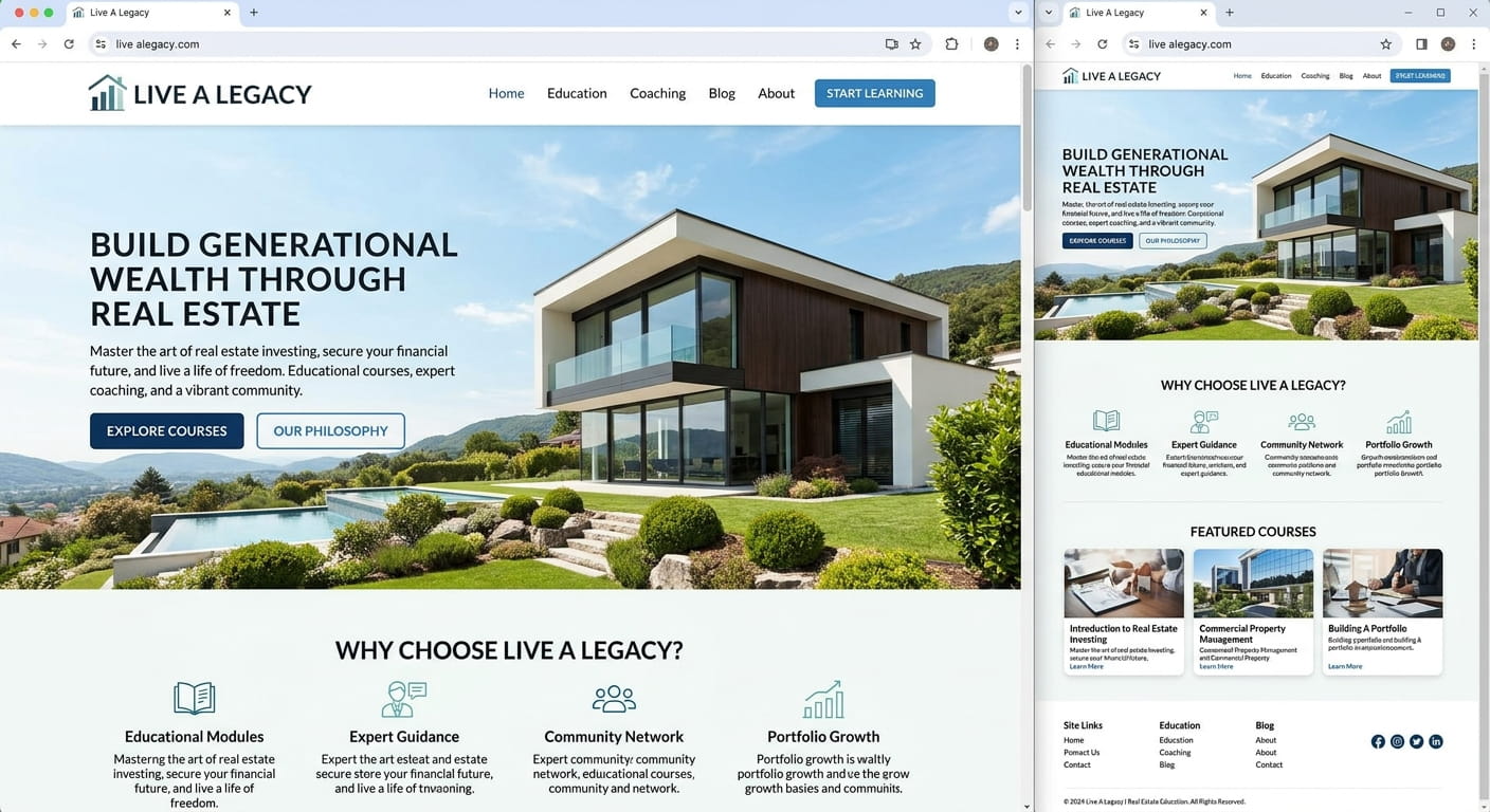 Live A Legacy website preview